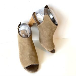 BASS “Cydney” Suede Peep Toe Slingback Shoes—SZ. 8